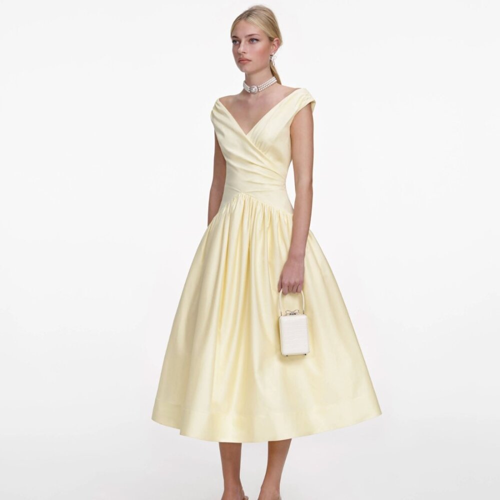 Self-Portrait Yellow Cotton Midi Dress